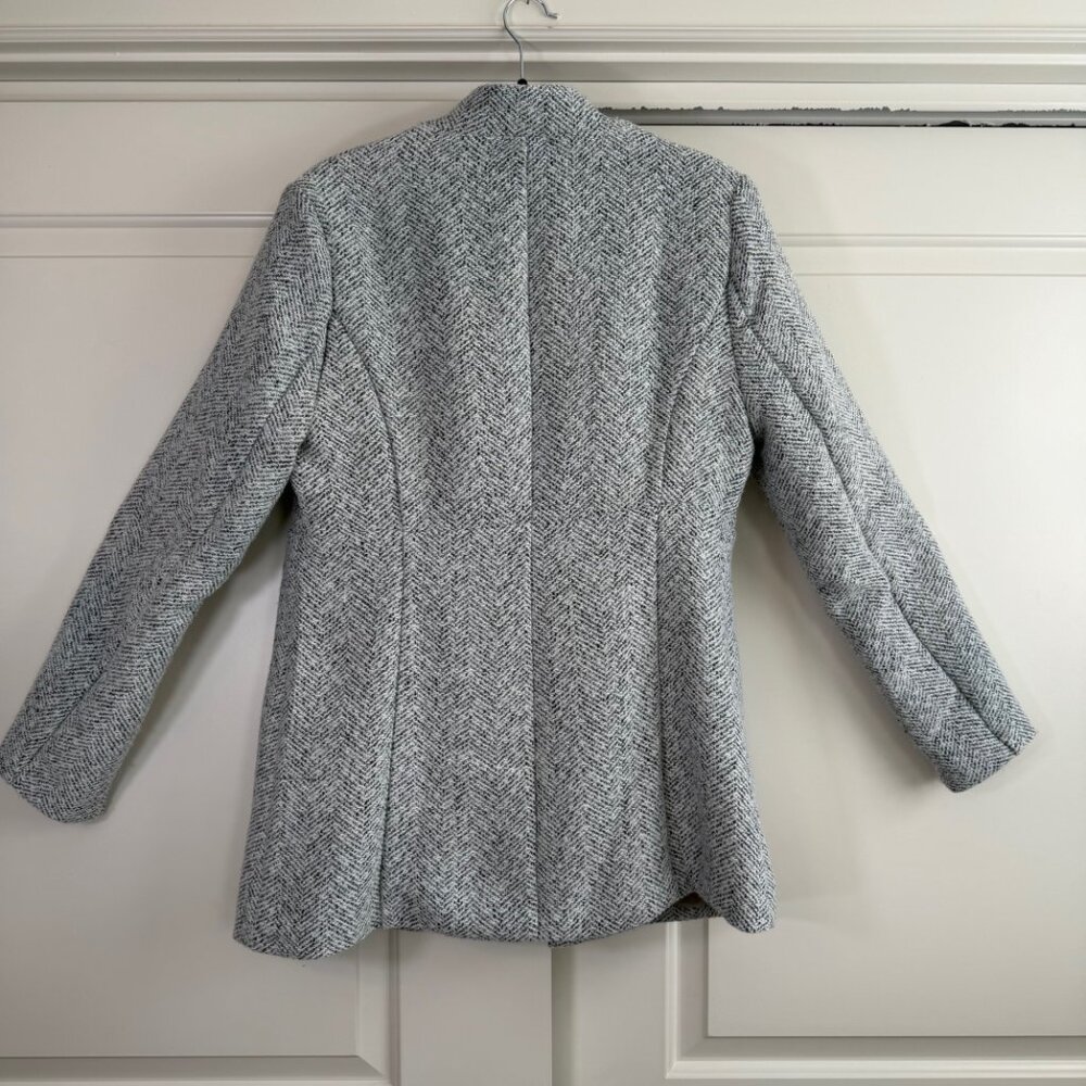 Vici Tayshia Heather Grey and White Herringbone Tweed Blazer Coat - Large - Picture 6 of 15